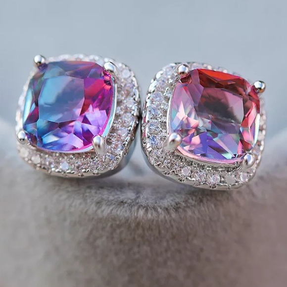 Jewelry - Gold Plated Pink Purple Stud Earrings